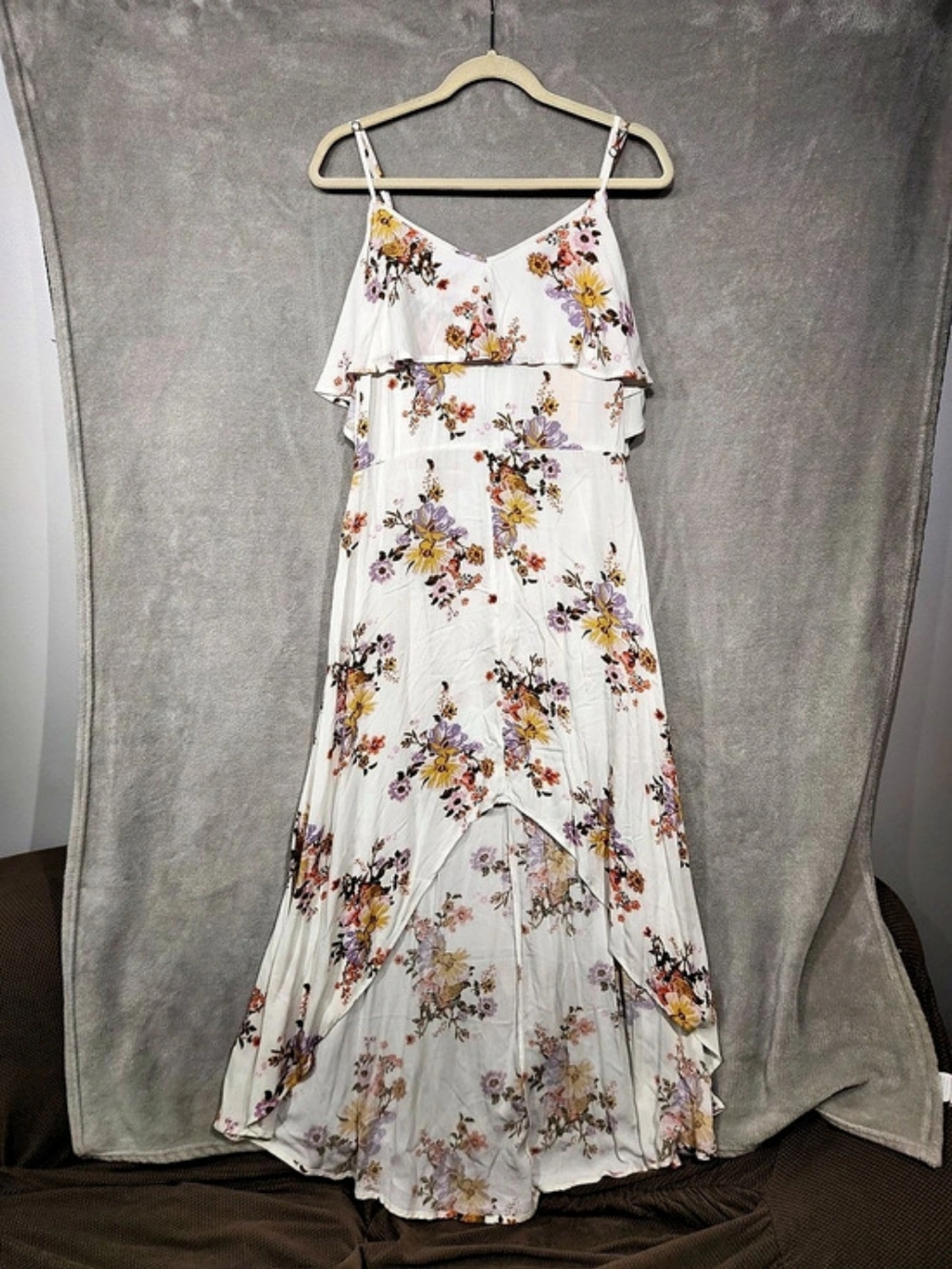 Rewind Floral Maxi Dress in White & Multicolor XL NWT